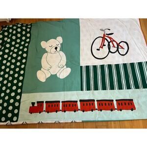IKEA Kids Twin Duvet Cover Train Teddy Elephant Bike Ballon